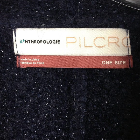 Anthropologie Pilcro Oliver Shine Metallic Cardigan Navy One Size - Picture 9 of 10